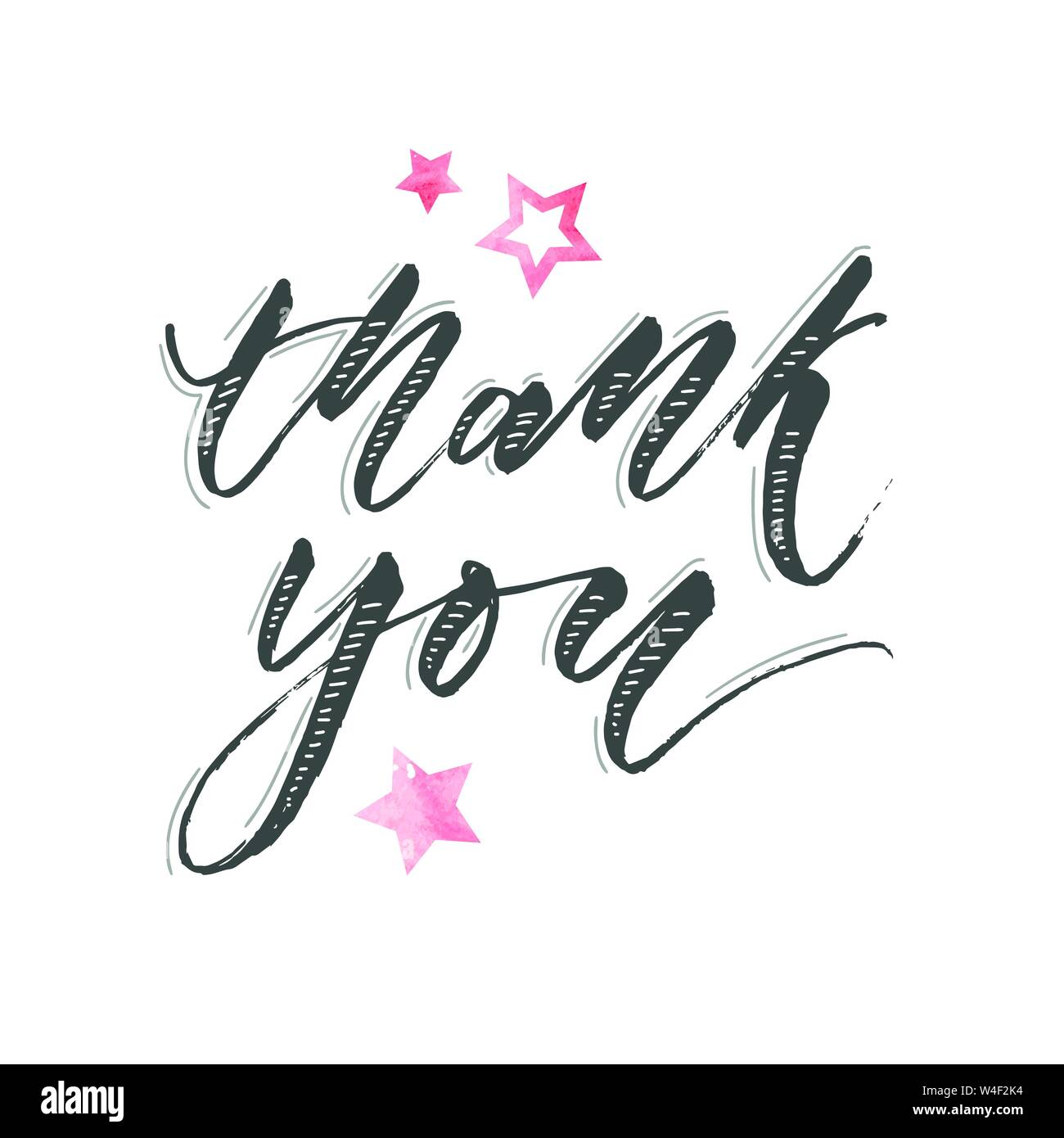 Thank you Watercolor Lettering Calligraphy Vector Illustration Stock ...