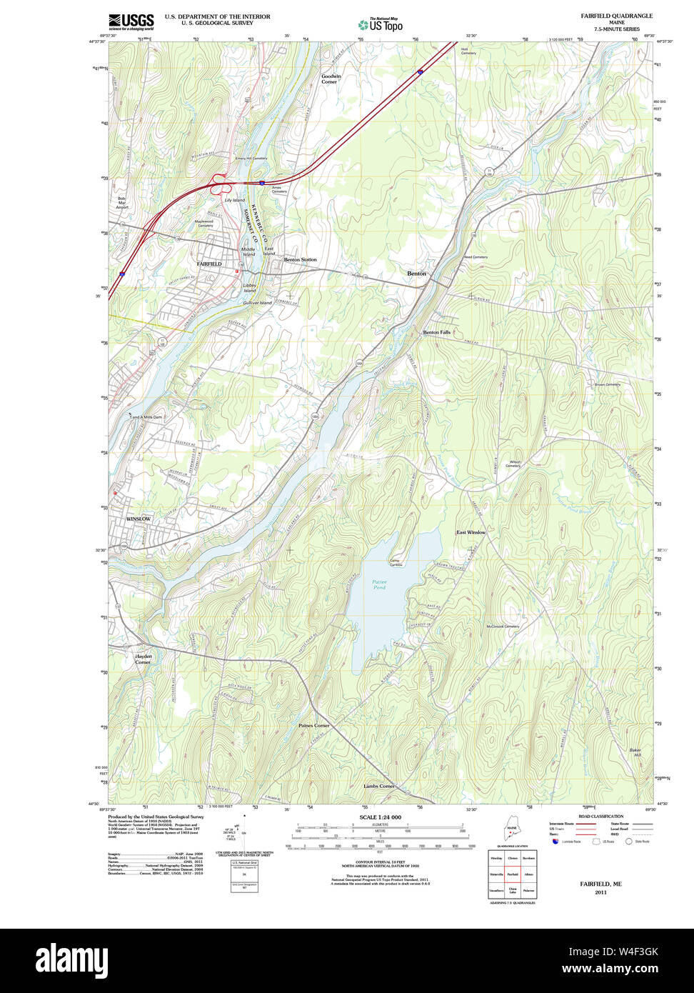 Maine USGS Historical Map Fairfield 20110906 TM Restoration Stock Photo
