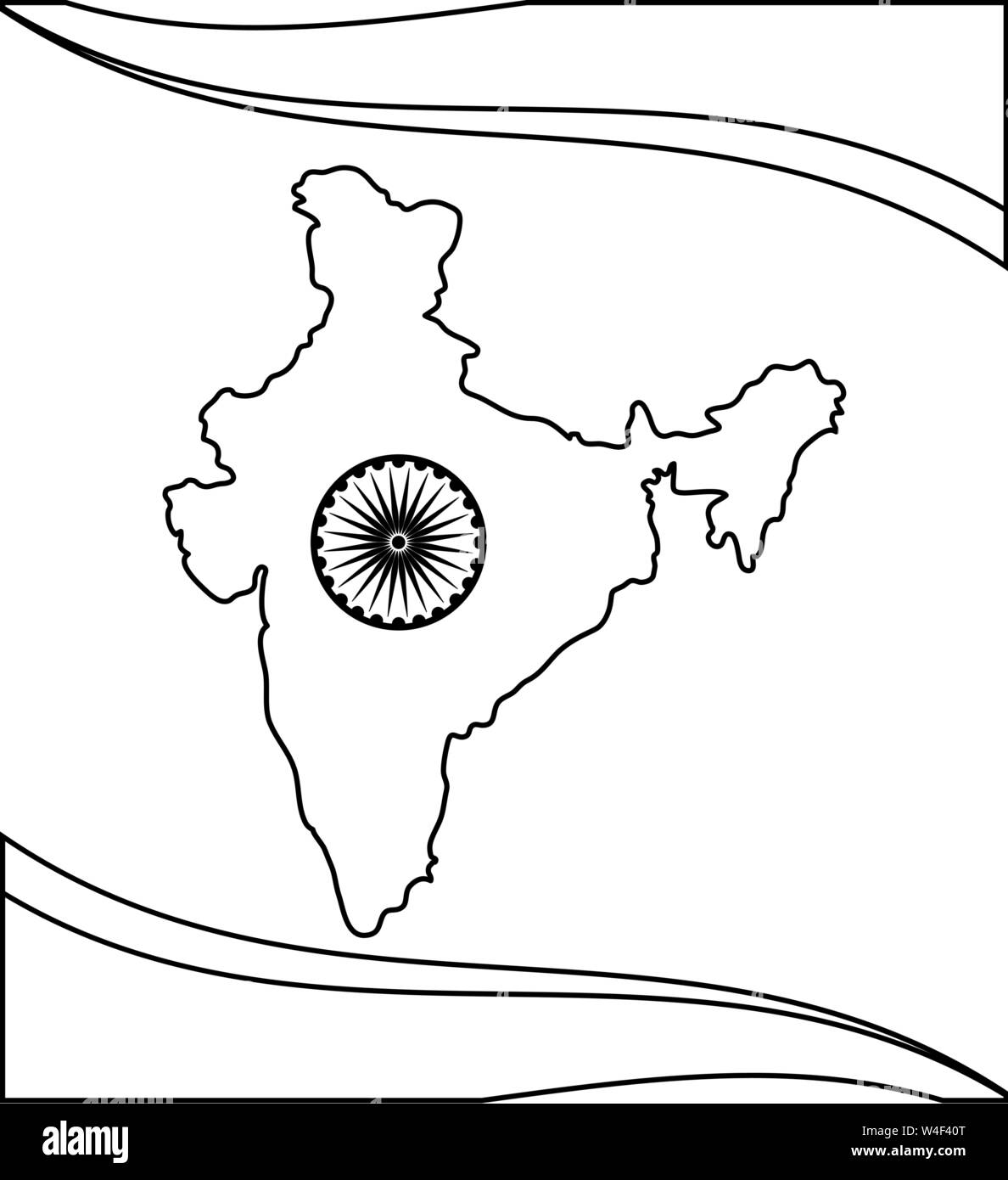 map of indian with ashoka chakra vector illustration design Stock