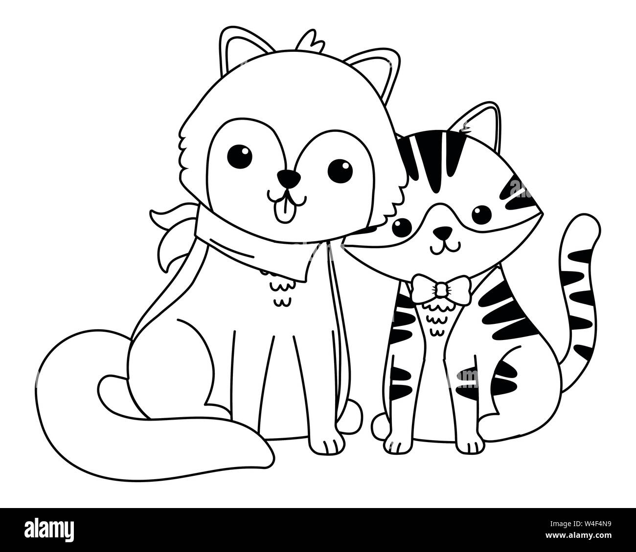 Cat and dog cartoon design, Mascot pet animal domestic cute life nature ...