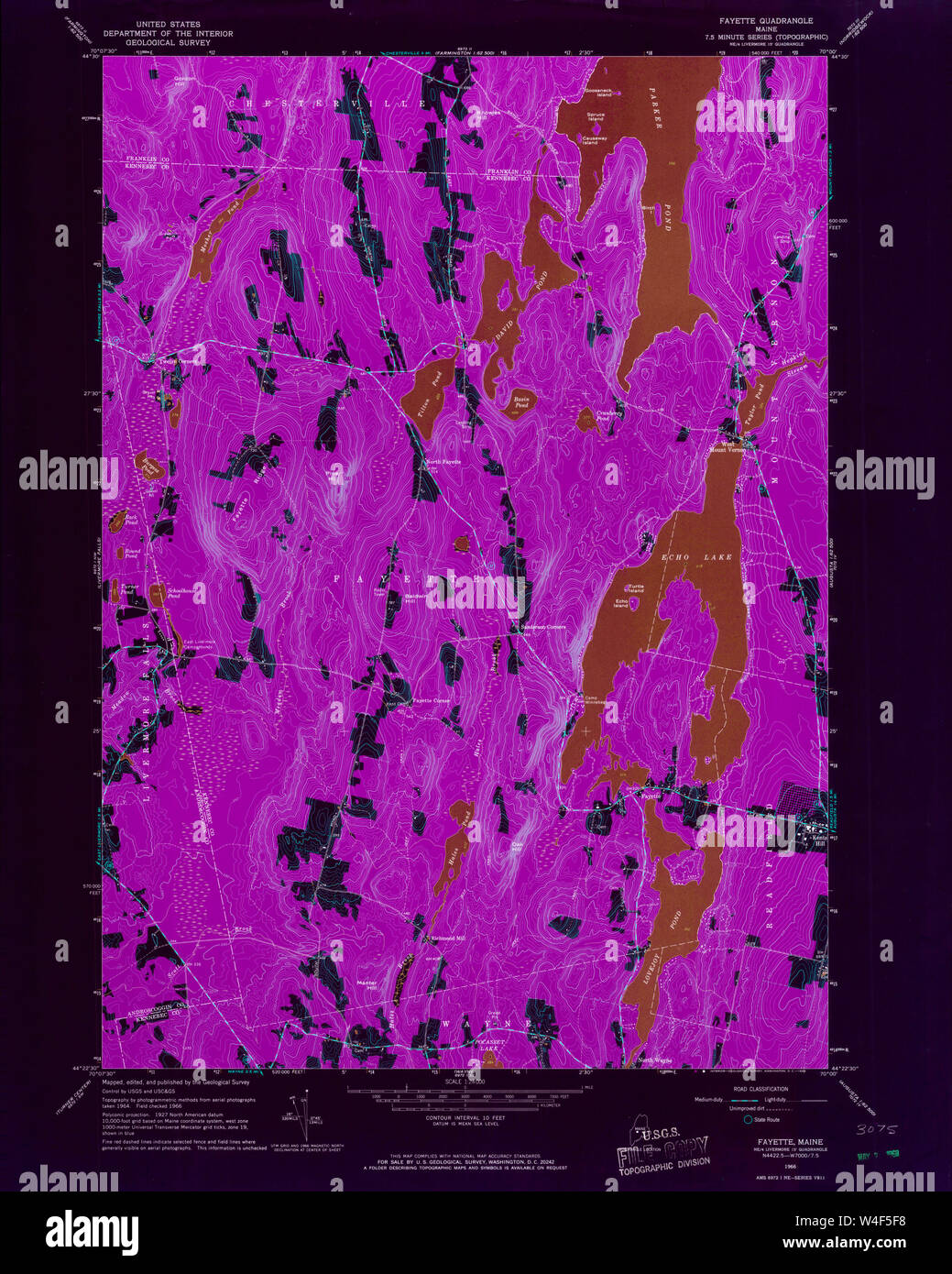 Maine USGS Historical Map Fayette 806693 1966 24000 Inversion Restoration Stock Photo Alamy