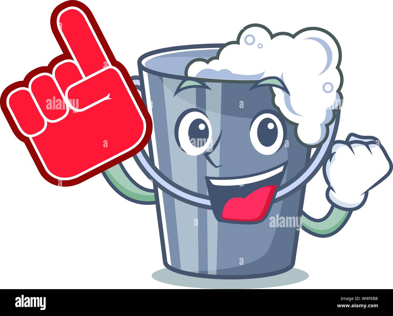 Foam finger soapy water in a cartoon bottle vector illustration Stock