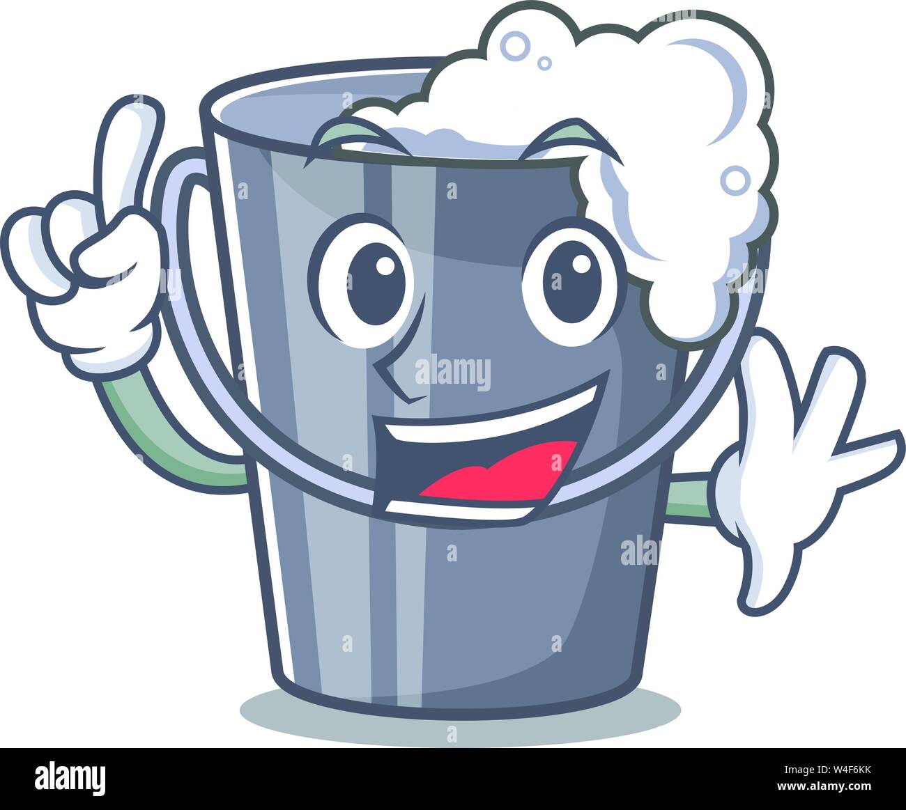 Finger soapy water in a cartoon bottle vector illustration Stock Vector