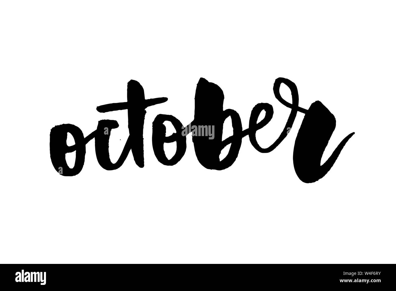 October lettering typography. Modern autumn calligraphy. Vector ...