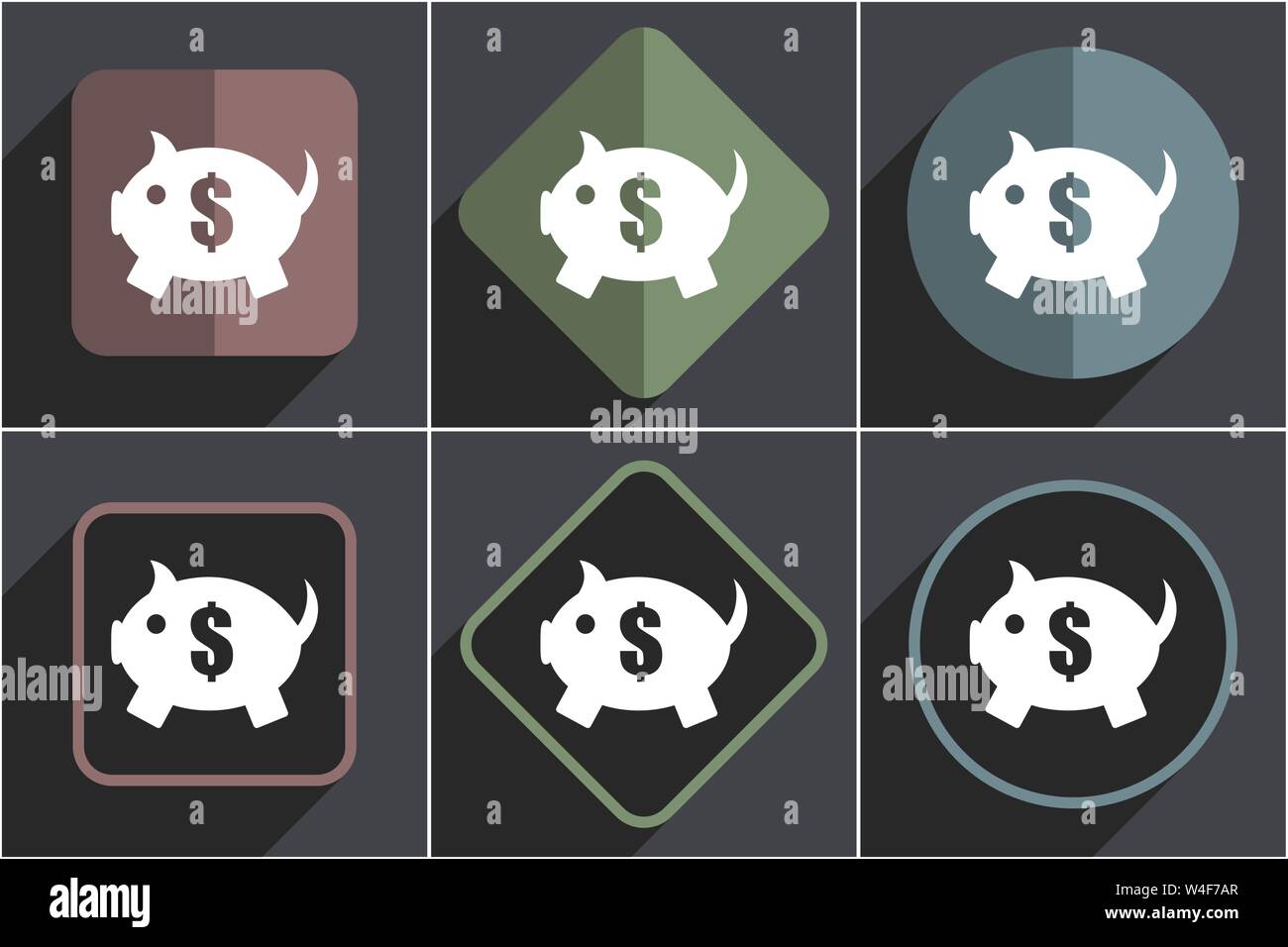 Piggy bank flat vector icons set Stock Vector Image & Art - Alamy