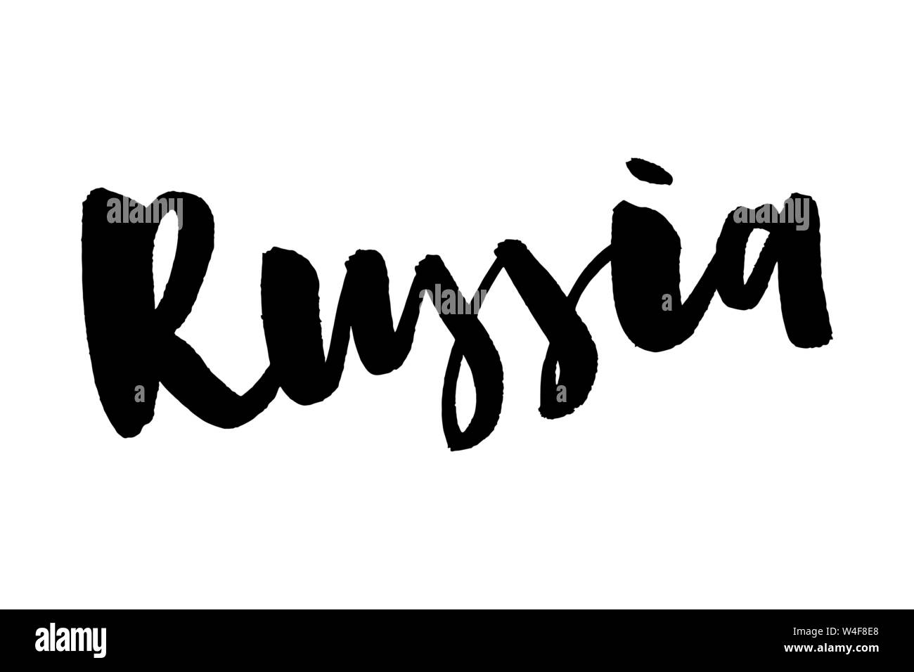 Vector hand drawn sketch of the text Russia with tricolor isolated on ...