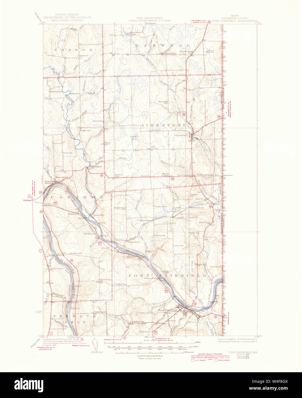Maine USGS Historical Map Fort Fairfield 460402 1933 62500 Restoration