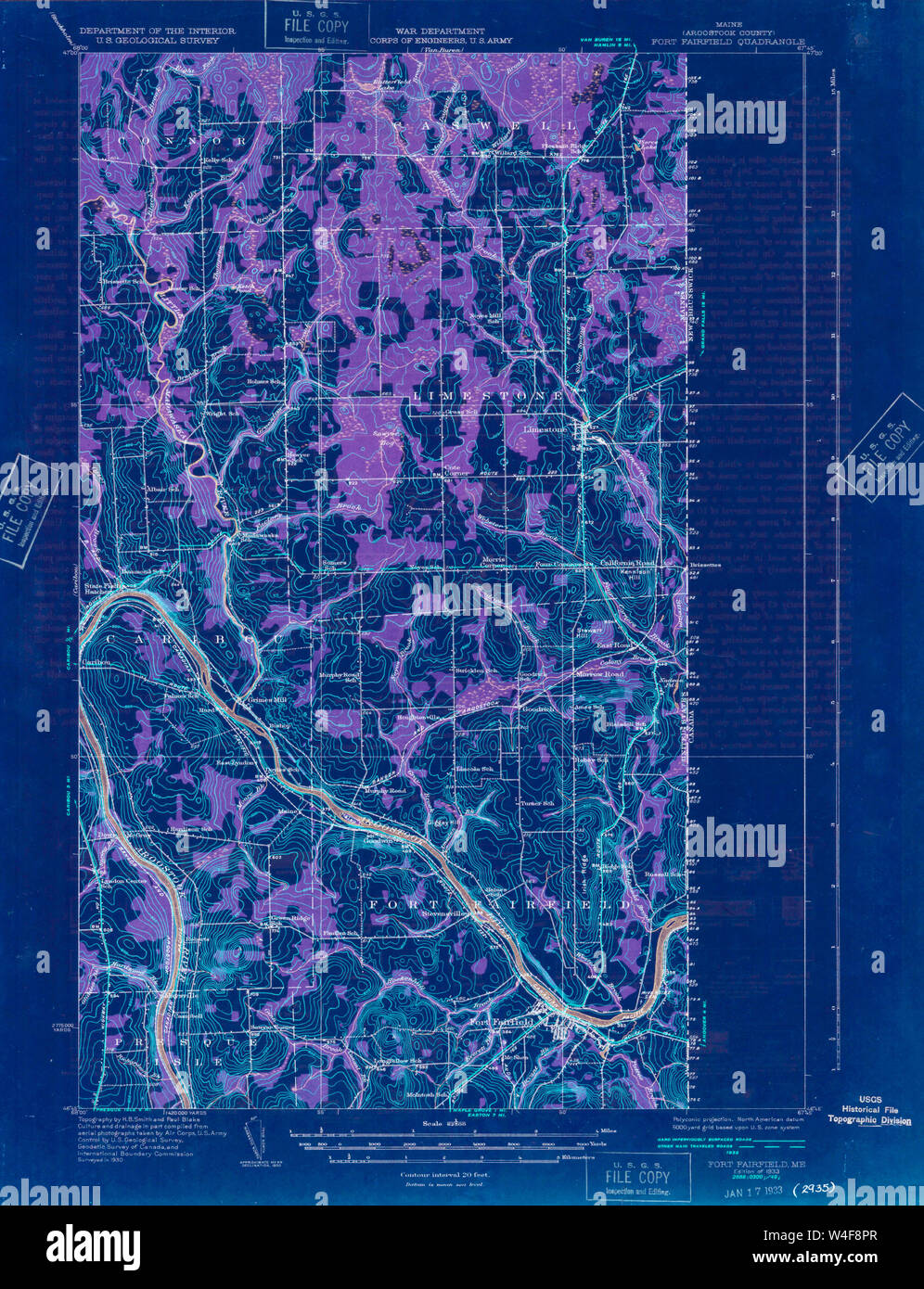 Maine USGS Historical Map Fort Fairfield 807492 1933 62500 Inversion