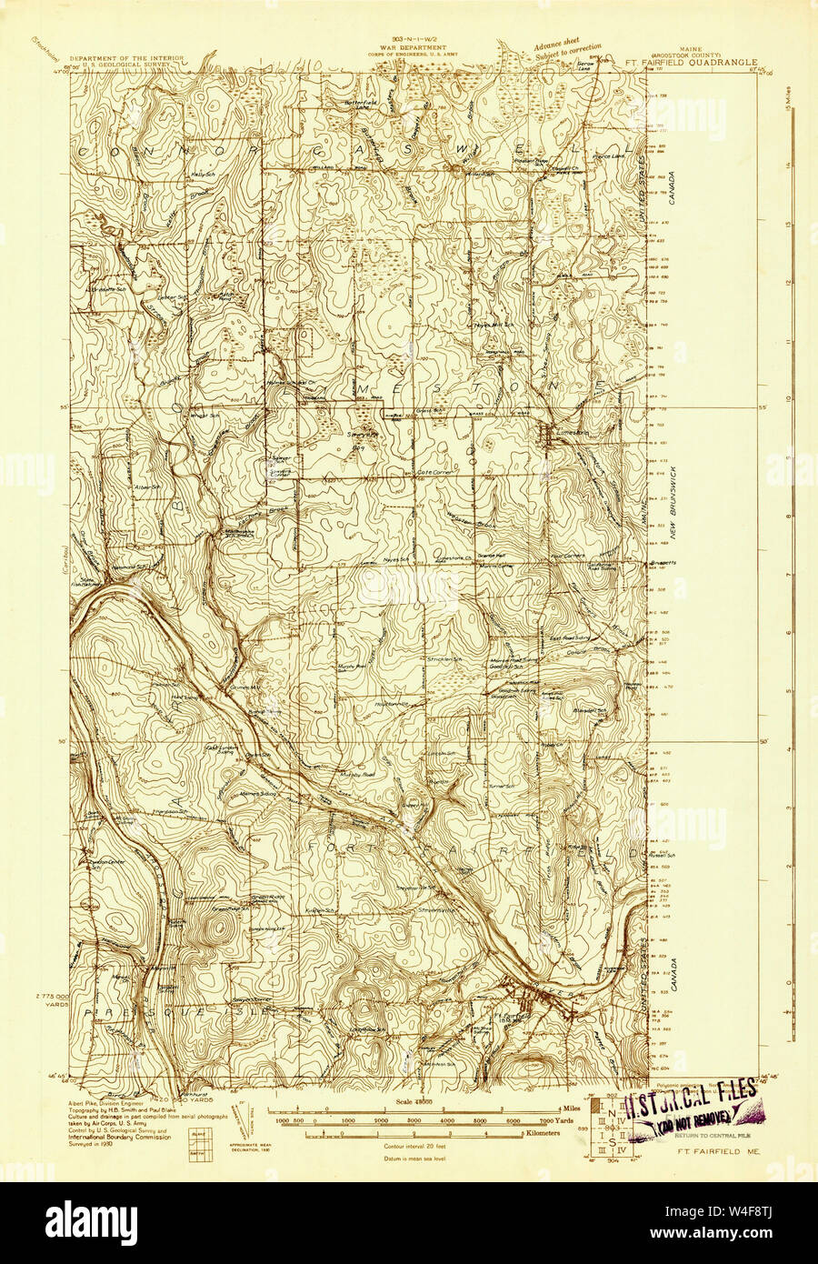 Fort Fairfield Maine Map Maine Usgs Historical Map Fort Fairfield 807493 1930 48000 Restoration  Stock Photo - Alamy