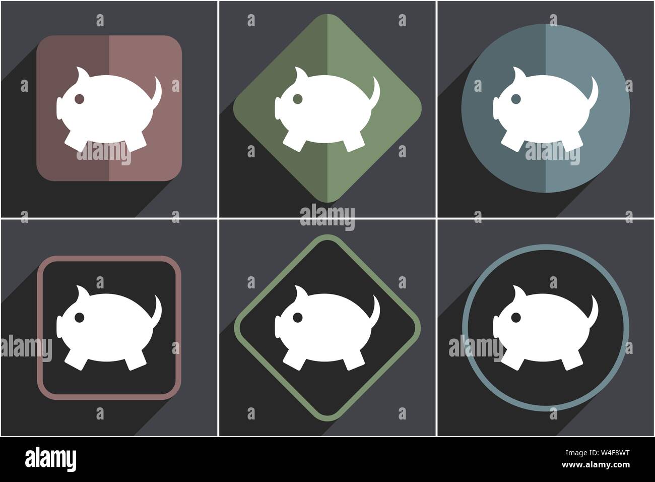 Piggy bank flat vector icons set Stock Vector Image & Art - Alamy