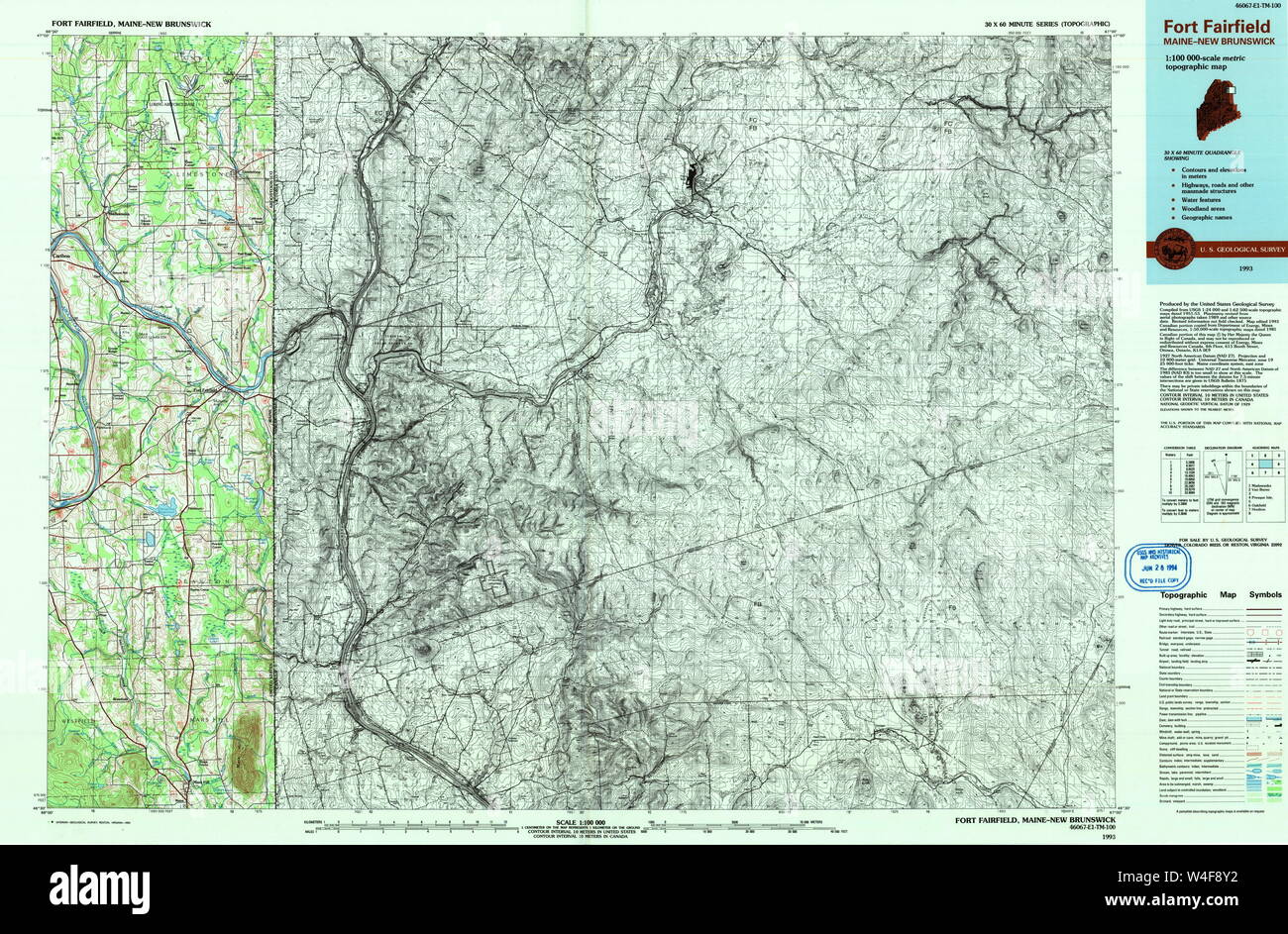 Maine USGS Historical Map Fort Fairfield 807924 1993 100000 Restoration