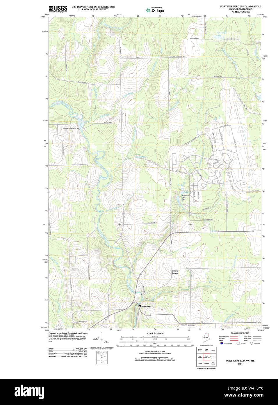 Maine USGS Historical Map Fort Fairfield NW 20110907 TM Restoration Stock Photo
