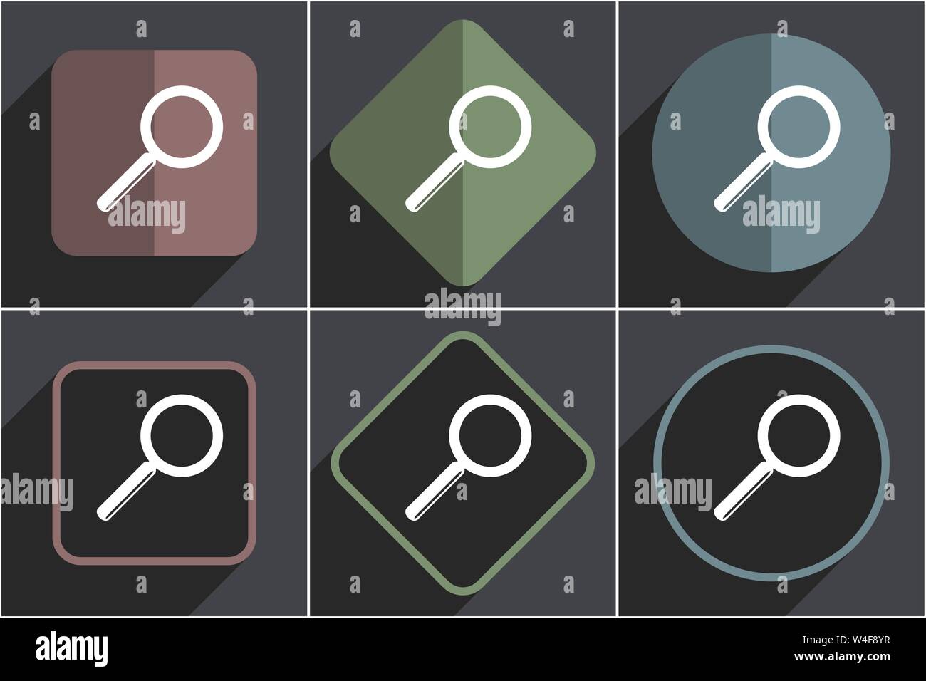 Search flat vector icons set Stock Vector Image & Art - Alamy