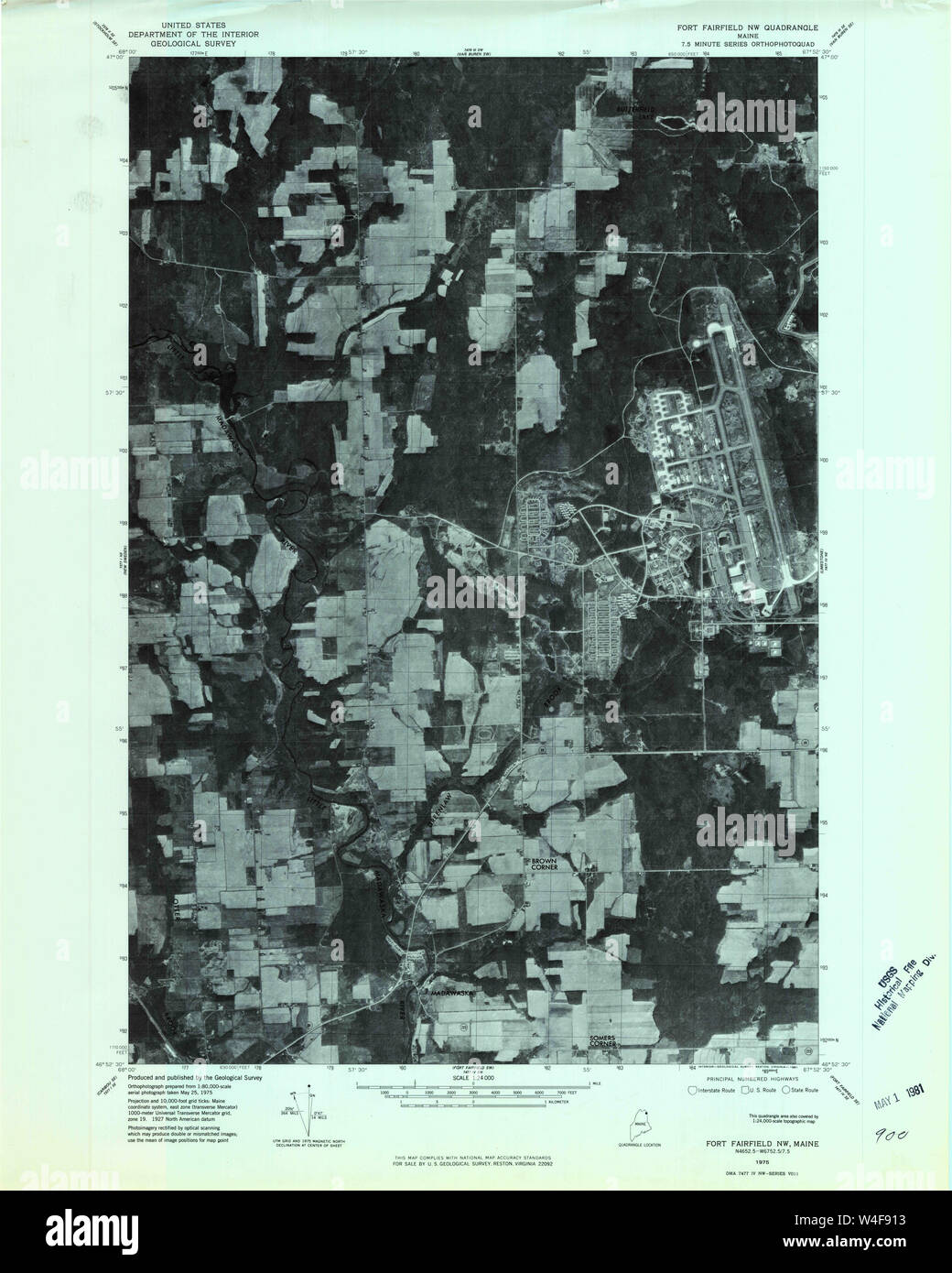 Maine USGS Historical Map Fort Fairfield NW 806699 1975 24000