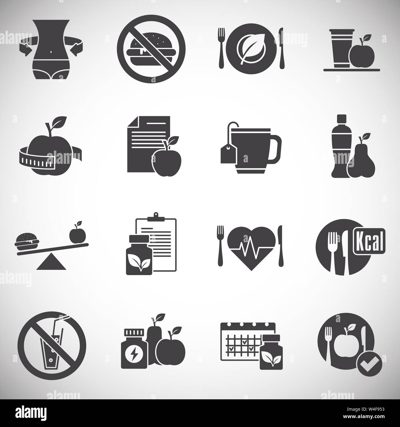 Diet related icons set on background for graphic and web design. Simple ...