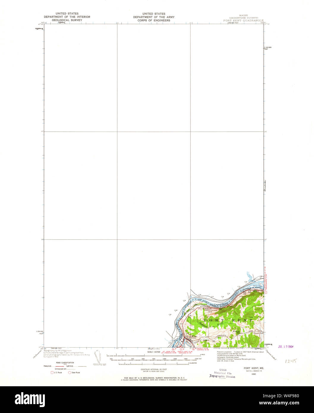 Maine USGS Historical Map Fort Kent 460409 1932 62500 Restoration Stock