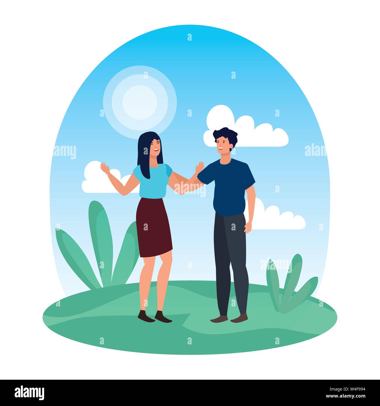 young lovers couple in the landscape Stock Vector Image & Art - Alamy