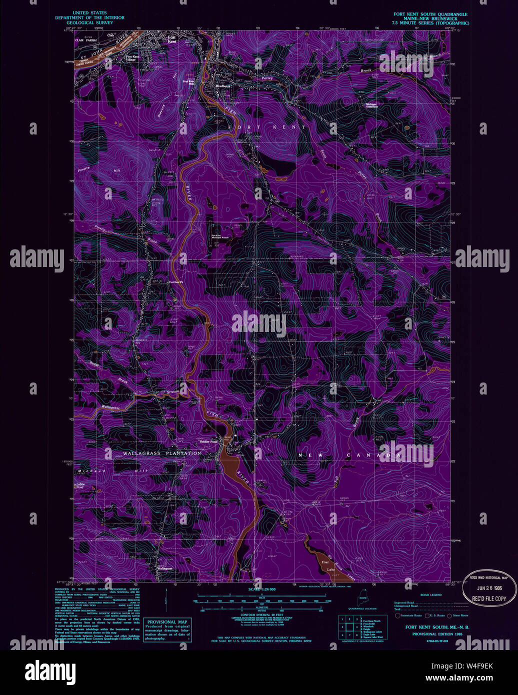 Maine USGS Historical Map Fort Kent South 807927 1985 24000 Inversion