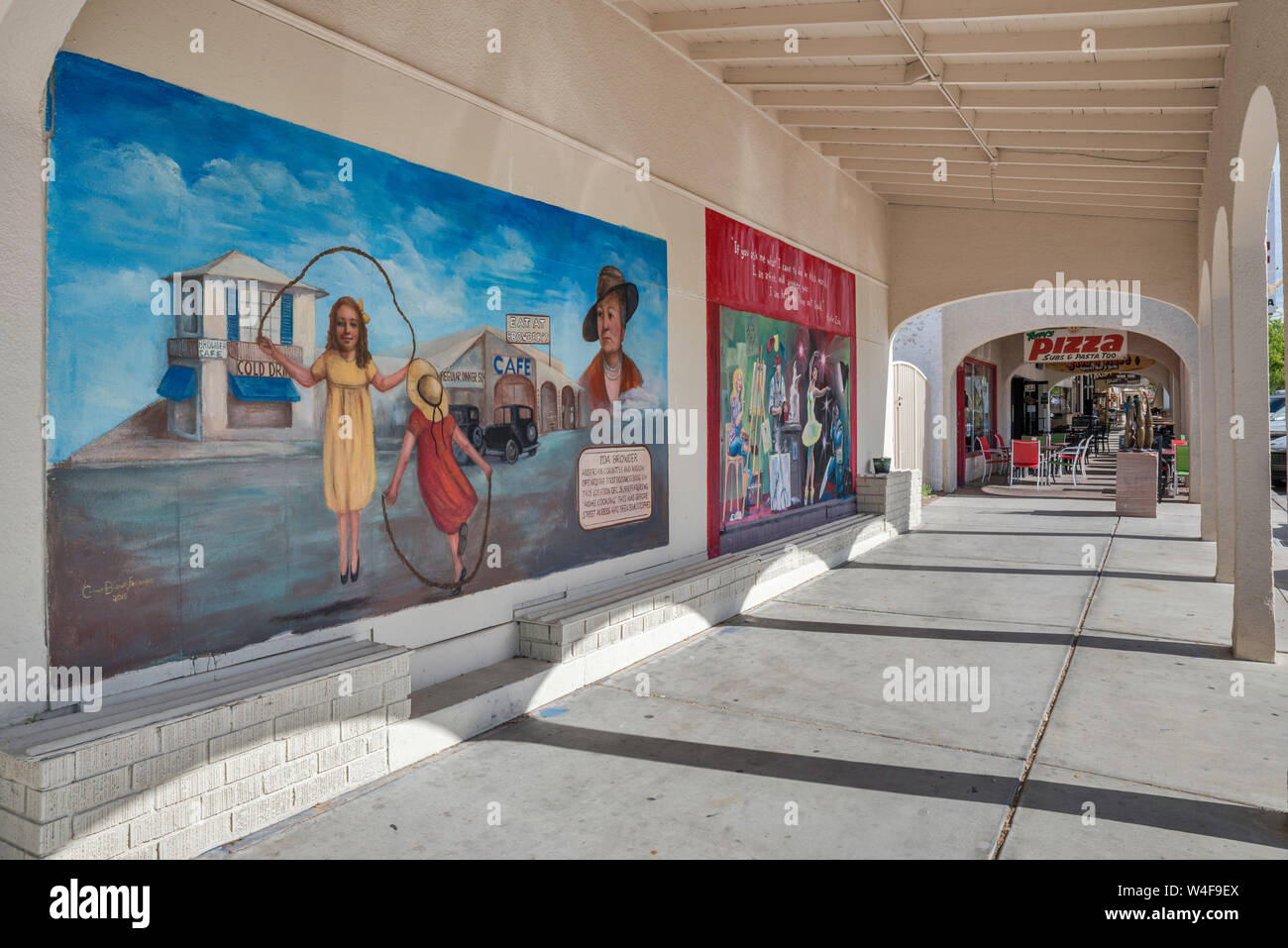 Ida Browder, mural by Connie Burnett Ferraro, 2016, at Browder Building, in Boulder City, Nevada, USA Stock Photo