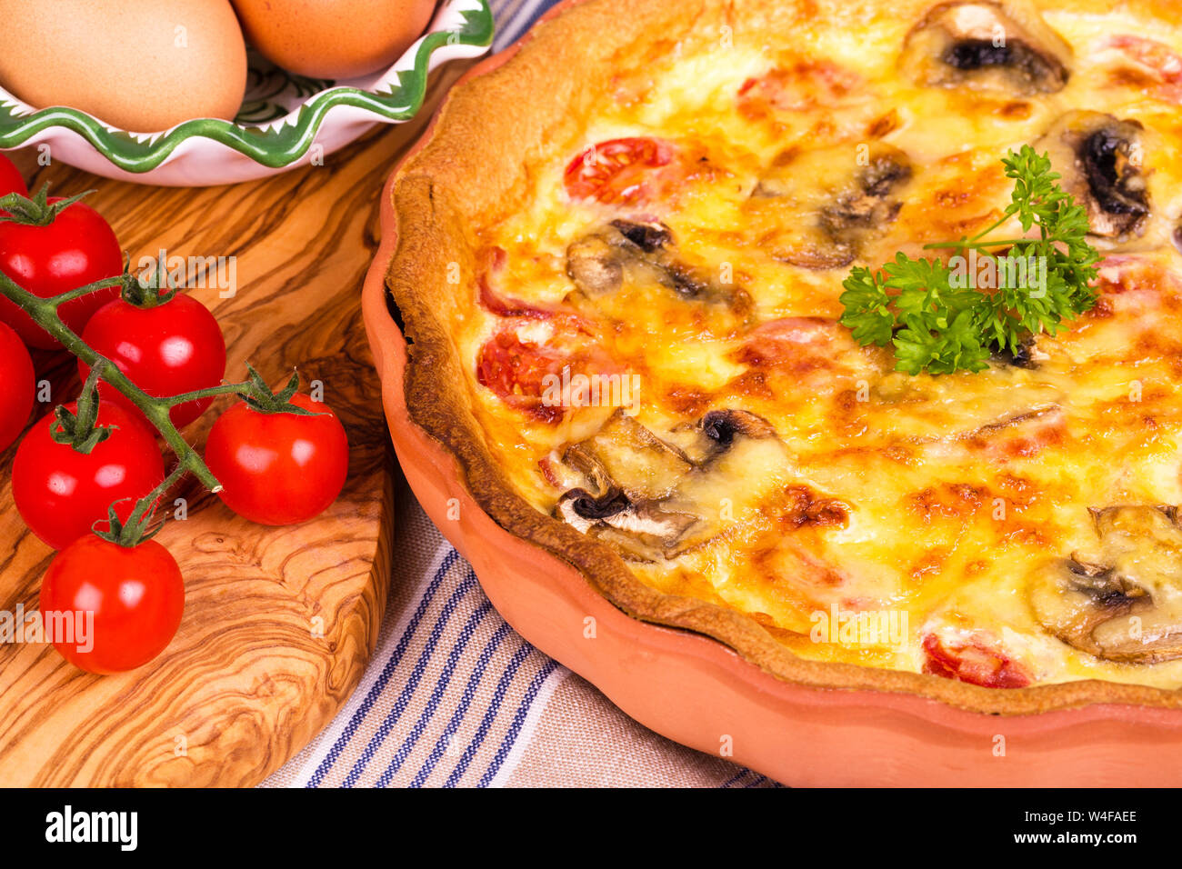 Quiche Lorraine Tart Eggs Bacon Flan High Resolution Stock