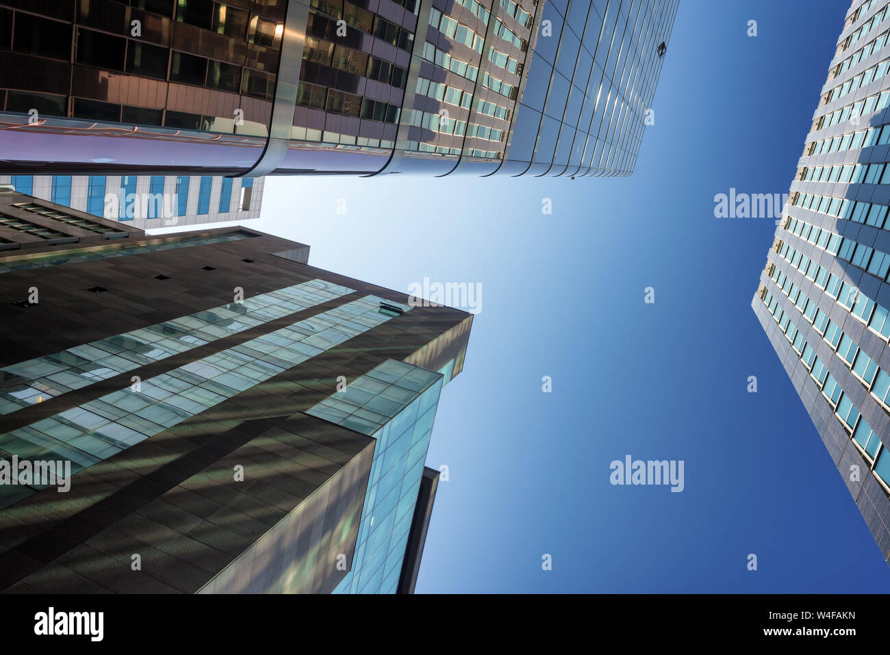 Low angle shot of high skycrapers in central seoul city, South Korea Stock Photo