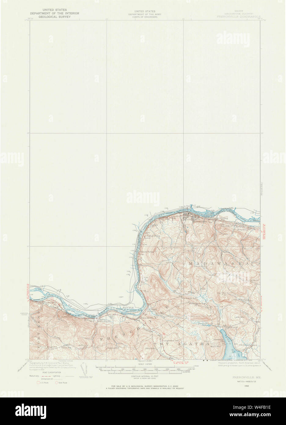 Maine USGS Historical Map Frenchville 306575 1932 62500 Restoration