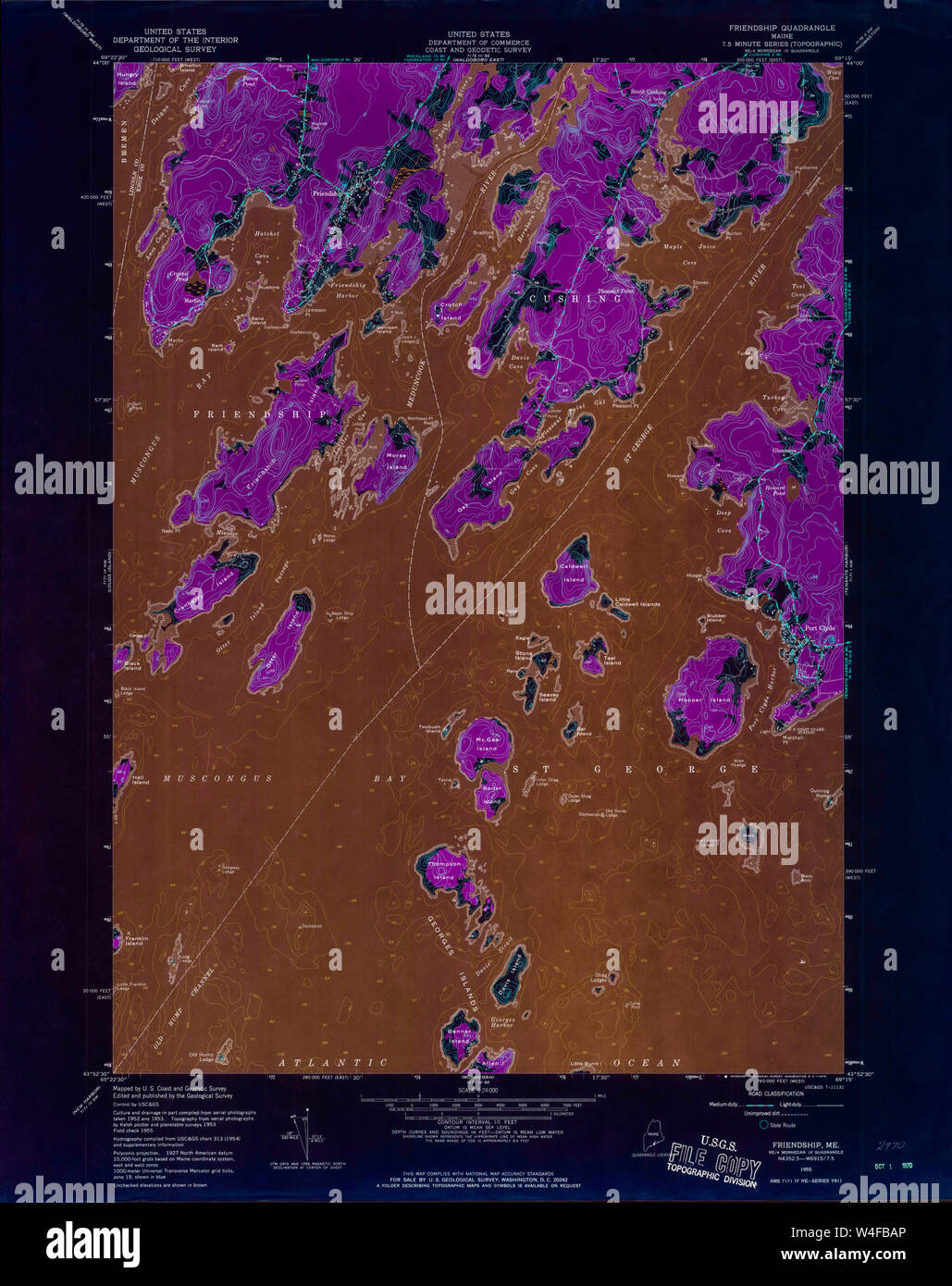 Maine USGS Historical Map Friendship 806713 1955 24000 Inversion