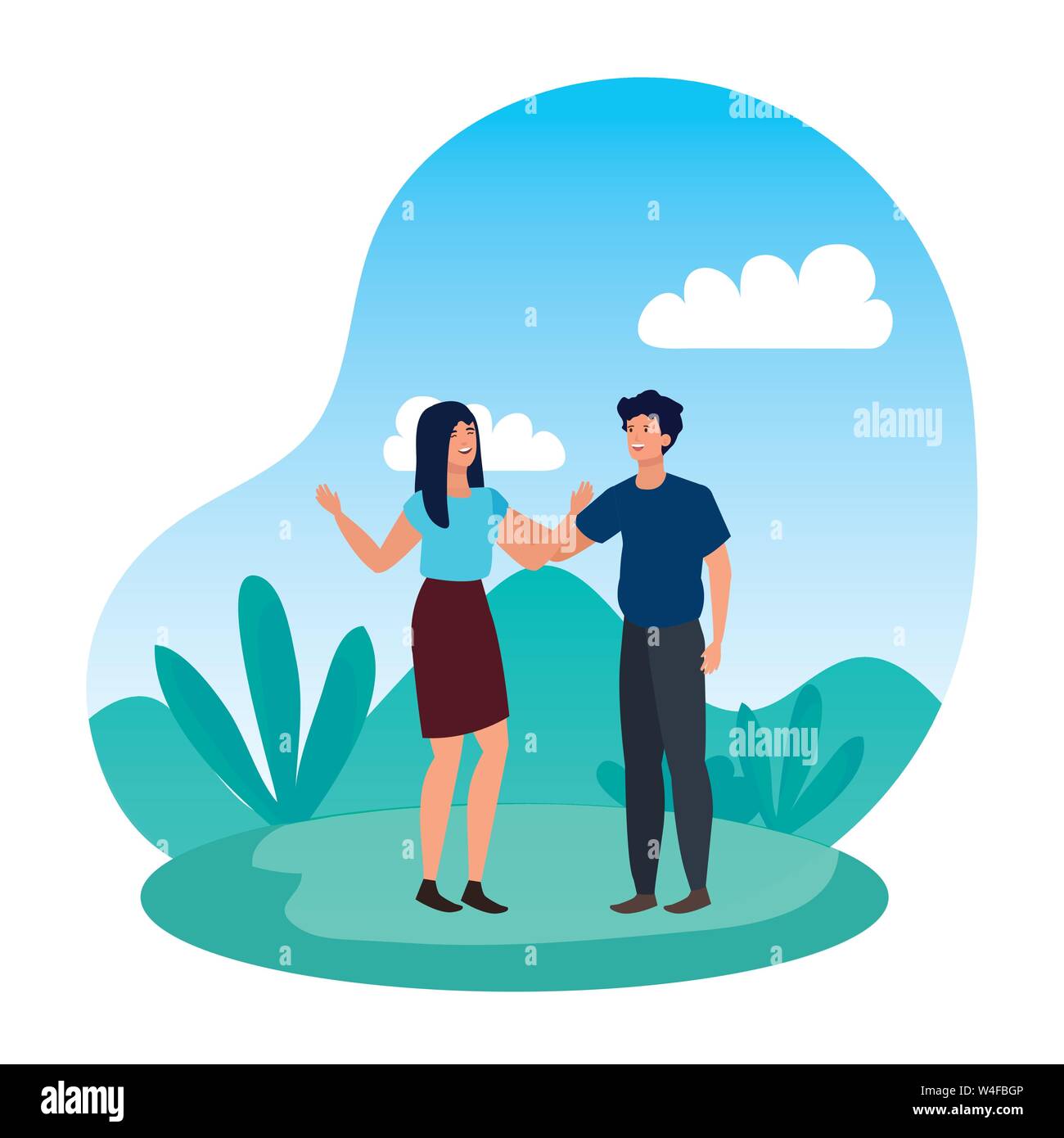 young lovers couple in the landscape Stock Vector Image & Art - Alamy