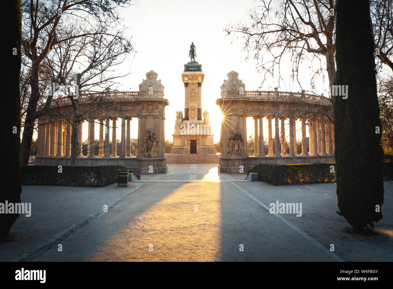 King Alfonso XII monument at El Retiro Park - Madrid, Spain Stock Photo