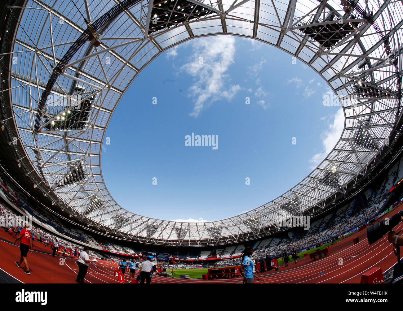 LONDON, ENGLAND. JULY 20: View of London Stadium during Day One of the Muller Anniversary Games IAAF Diamond League at London Stadium on July 20, 2019 Stock Photo