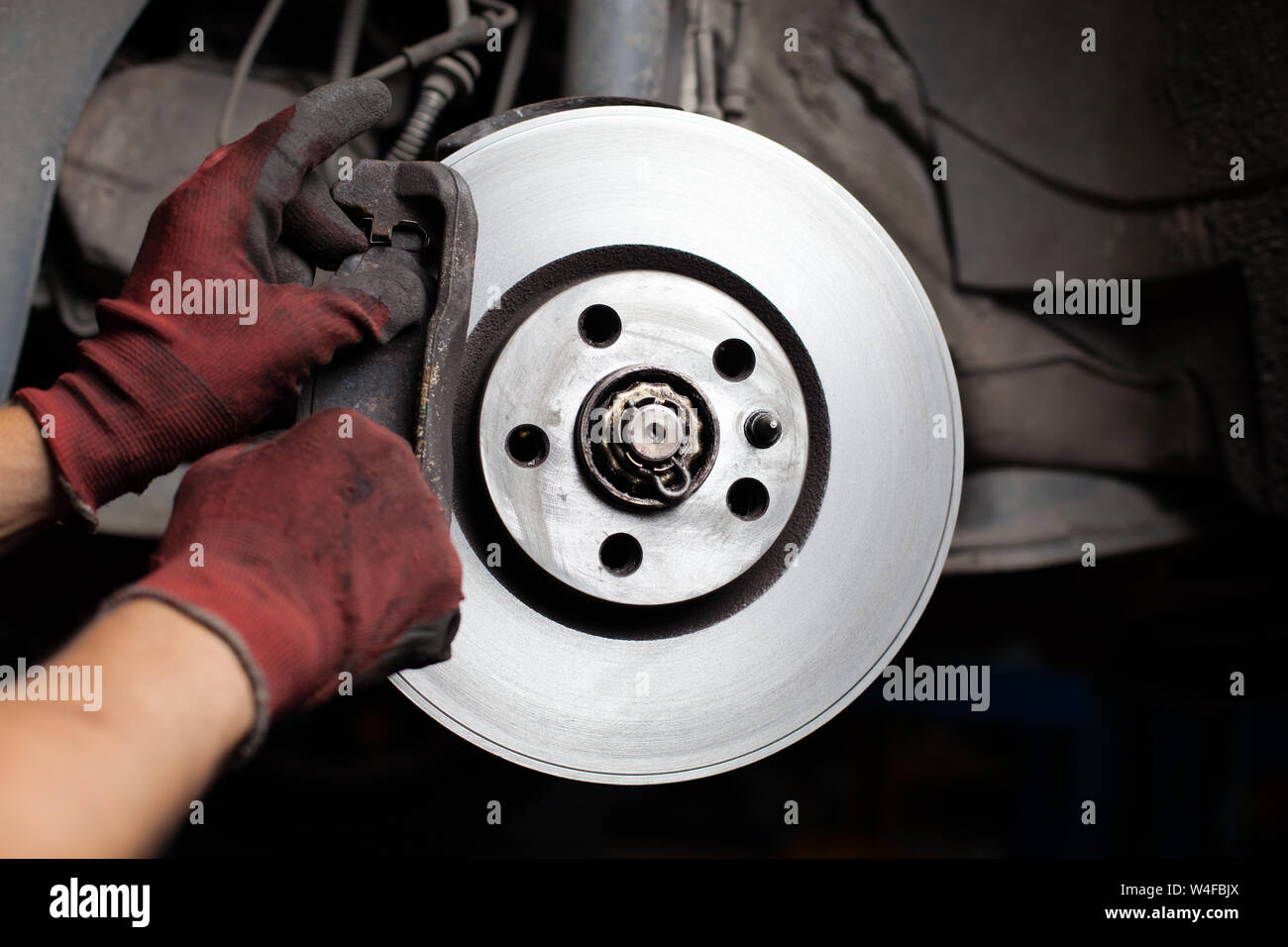 Changing brake pads Stock Photo Alamy