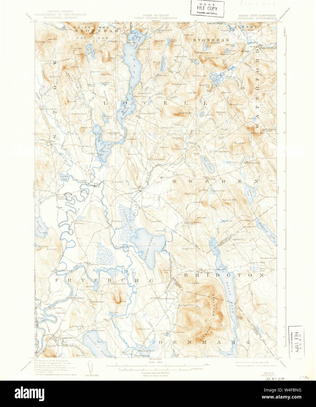 Maine USGS Historical Map Fryeburg 460419 1911 62500 Restoration Stock