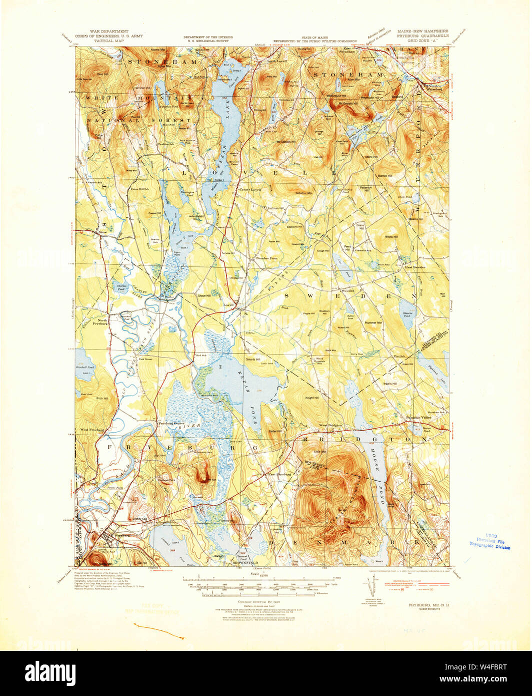 Maine USGS Historical Map Fryeburg 460420 1941 62500 Restoration Stock