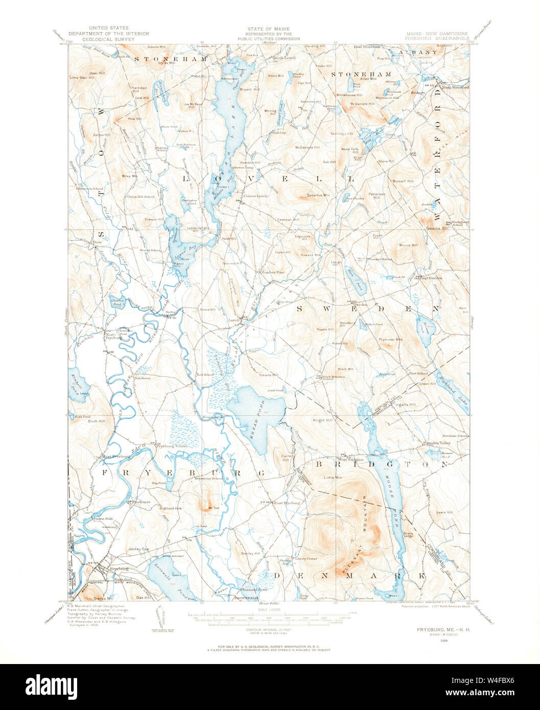 Maine USGS Historical Map Fryeburg 460423 1909 62500 Restoration Stock