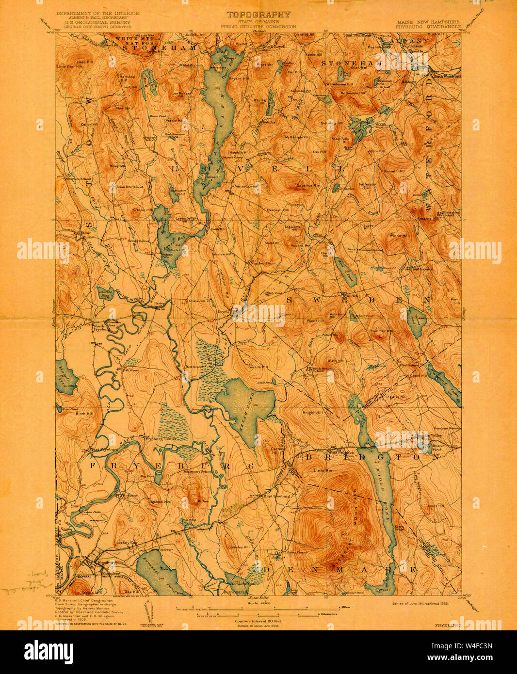 Maine USGS Historical Map Fryeburg 807504 1911 62500 Restoration Stock