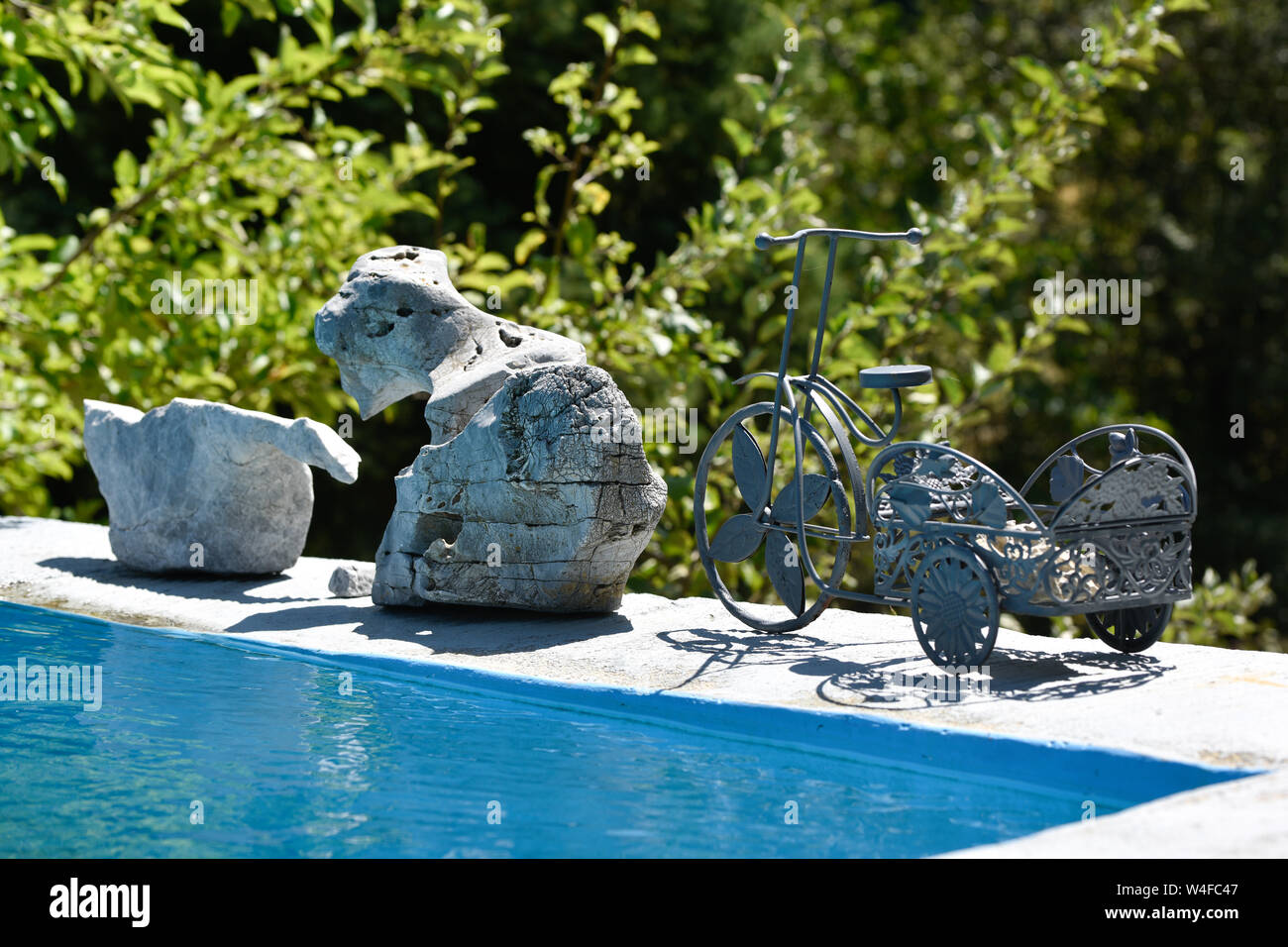 garden decoration with swimming pool Stock Photo
