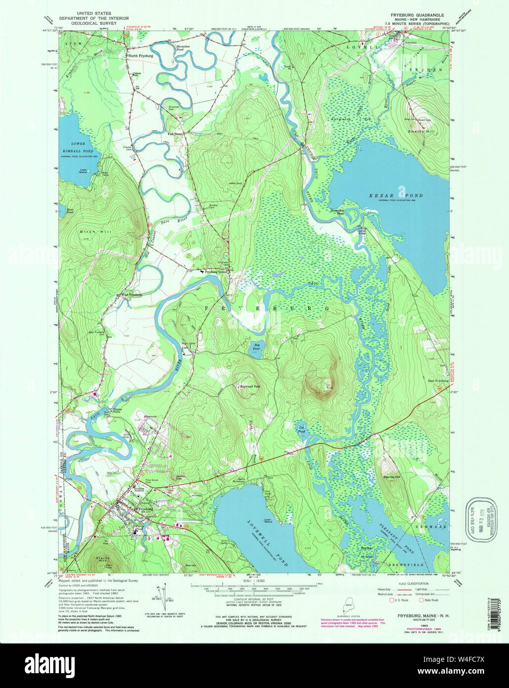 Maine USGS Historical Map Fryeburg 807932 1963 24000 Restoration Stock