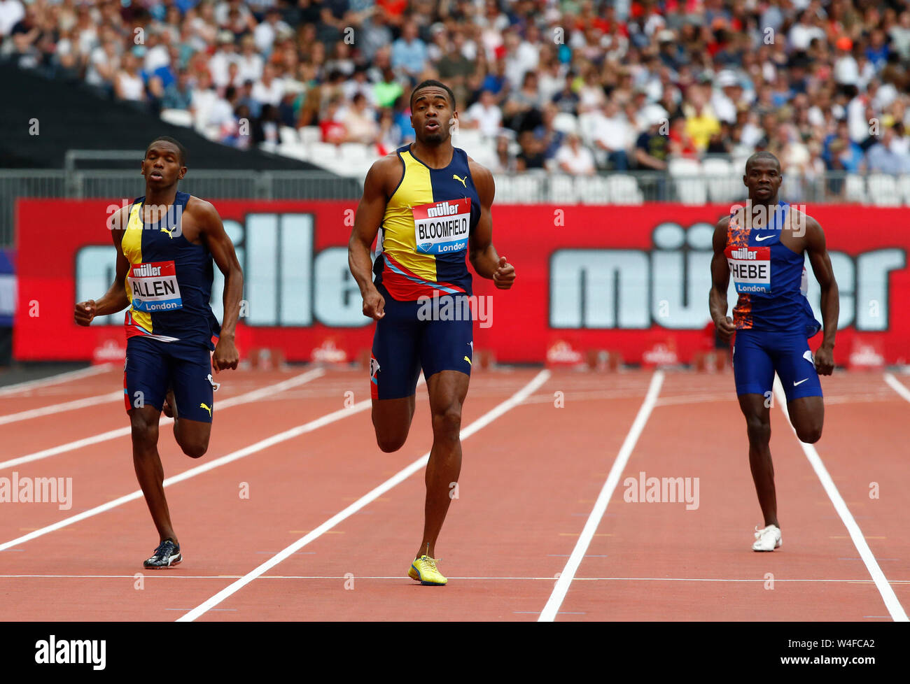 LONDON, ENGLAND. JULY 21 LR Nation Allen of Jamaica, Akeem Bloomfield