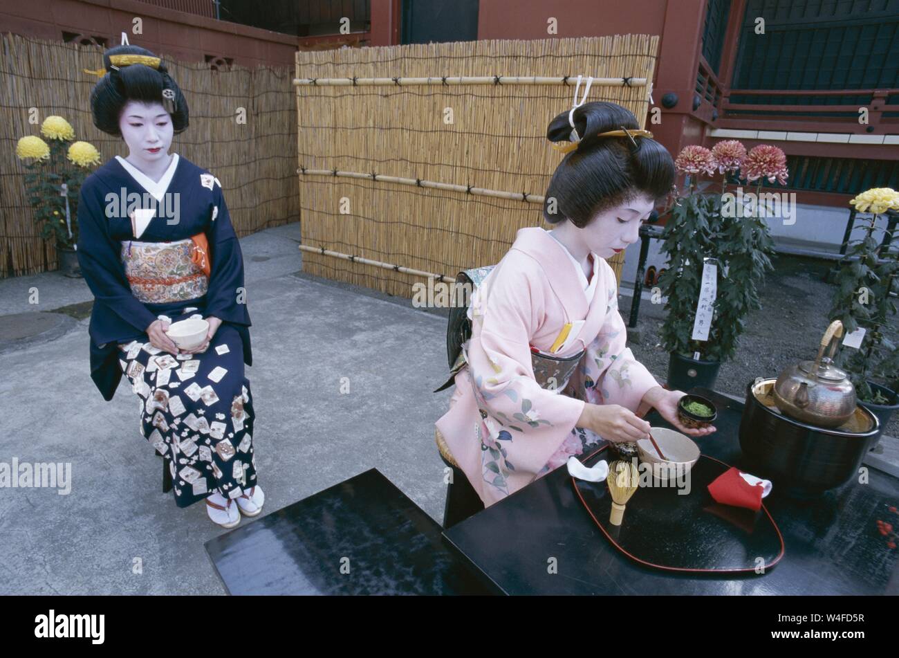 Japan, Honshu, Tokyo, Asakusa, Sensoji Temple, Woman Dressed in Kimono
