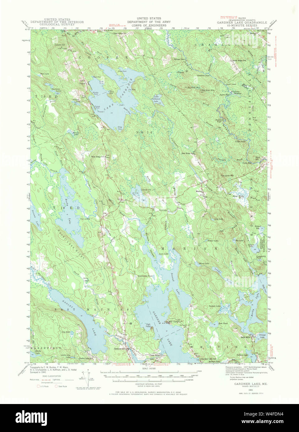 Maine USGS Historical Map Gardner Lake 306579 1941 62500 Restoration