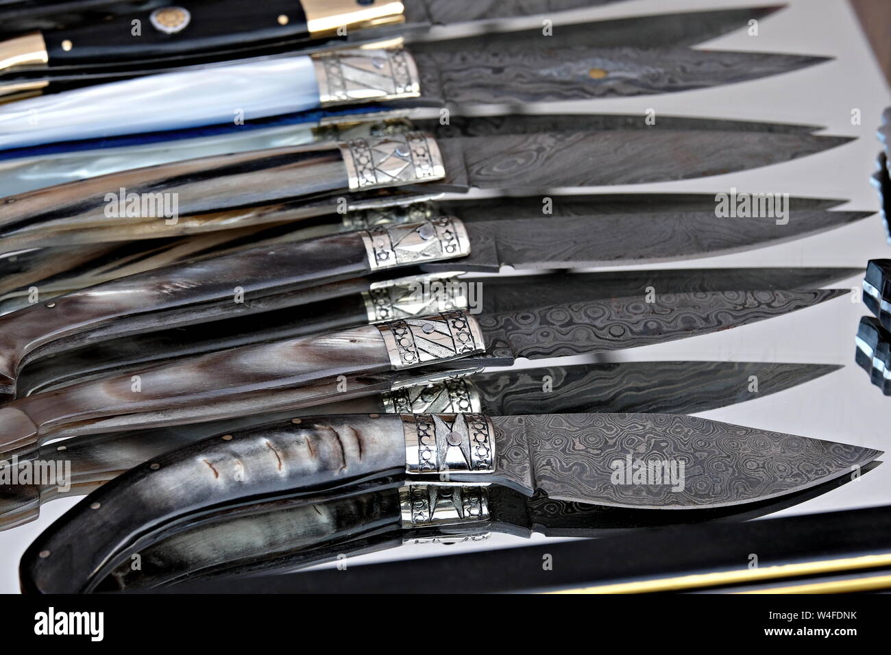 decorated traditional handicraft Sardinian clasp knives Stock Photo