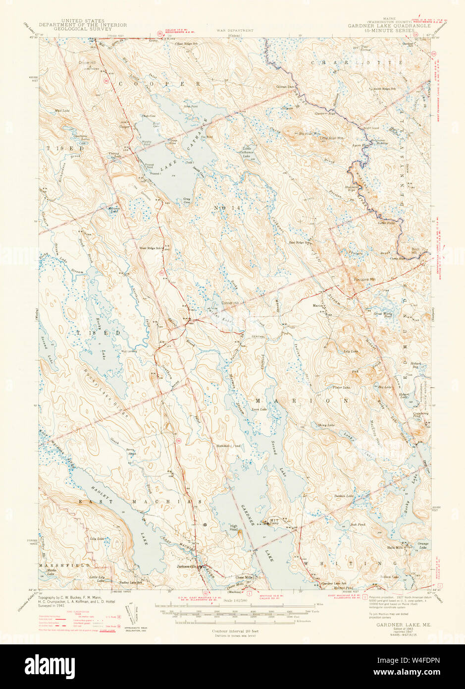 Maine USGS Historical Map Gardner Lake 306582 1943 62500 Restoration ...