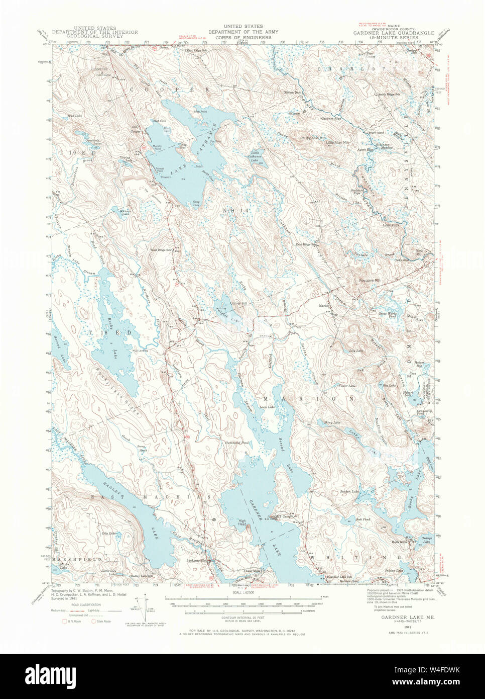Maine USGS Historical Map Gardner Lake 306583 1941 62500 Restoration