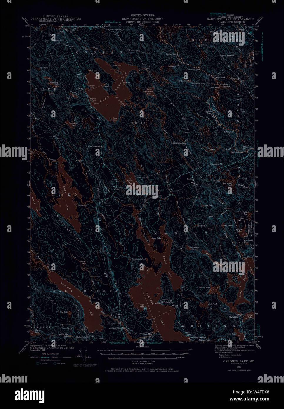 Maine USGS Historical Map Gardner Lake 306583 1941 62500 Inversion