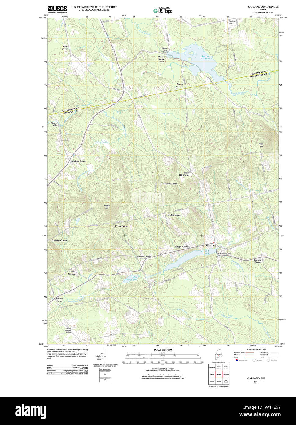 Maine USGS Historical Map Garland 20110831 TM Restoration Stock Photo