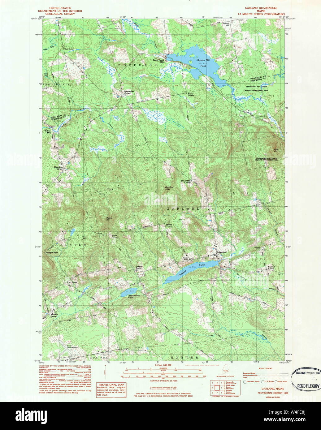 Maine USGS Historical Map Garland 806717 1983 24000 Restoration Stock