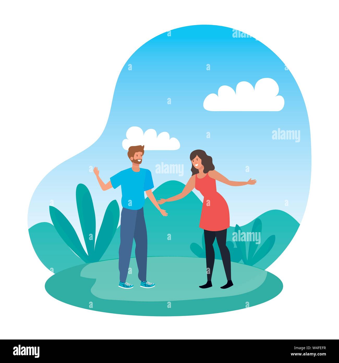 young lovers couple in the landscape Stock Vector Image & Art - Alamy