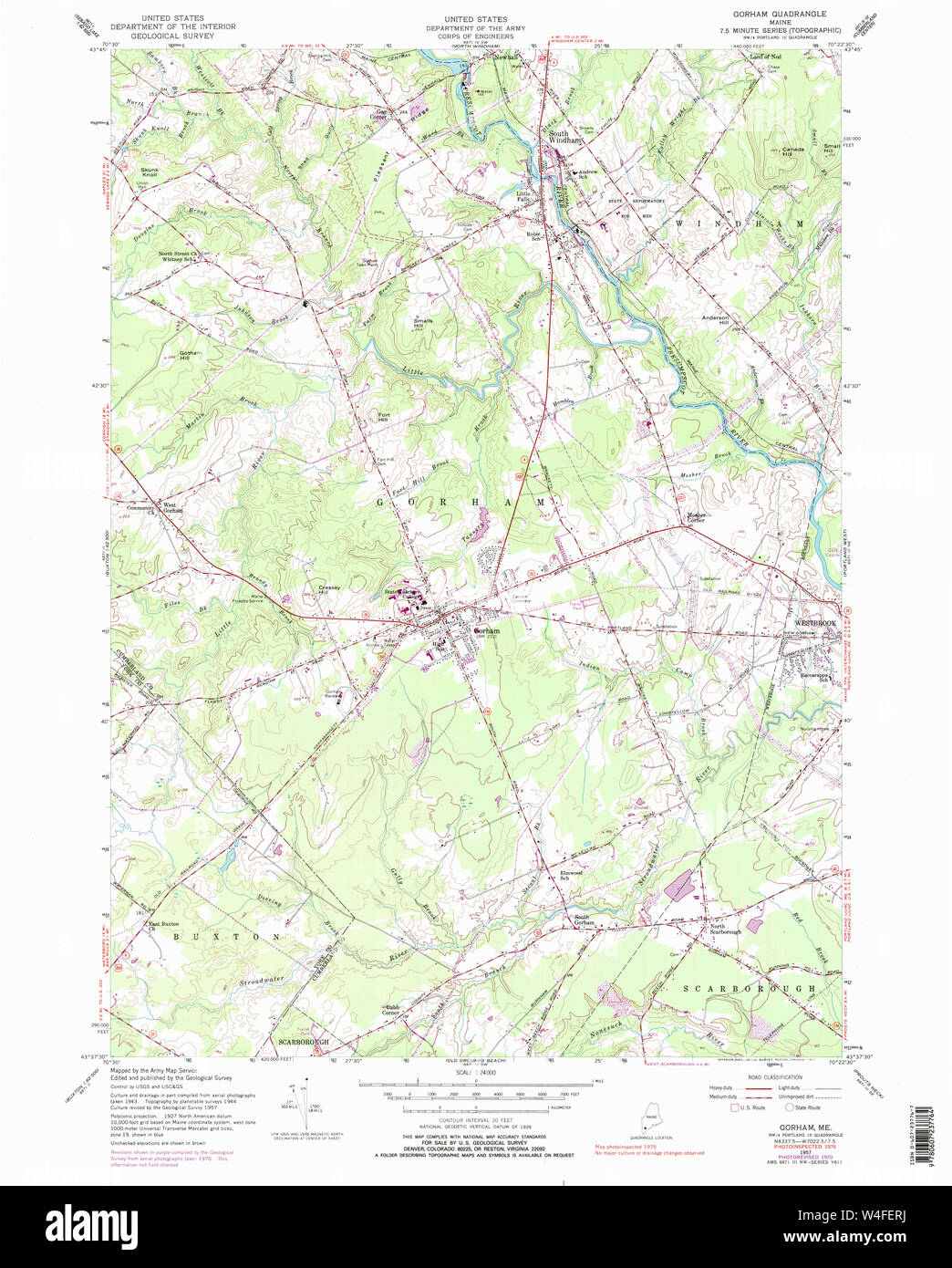 Maine USGS Historical Map Gorham 105164 1957 24000 Restoration Stock