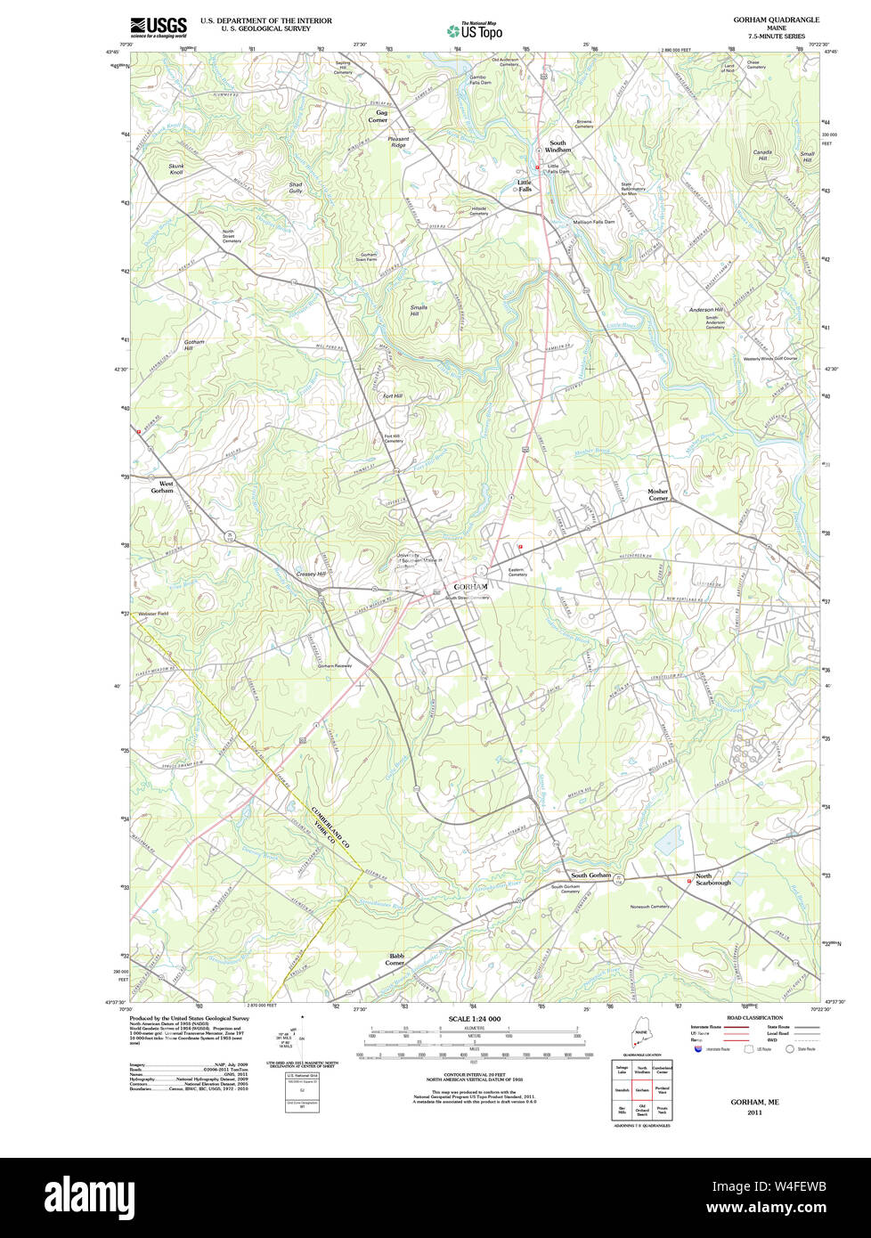 Maine USGS Historical Map Gorham 20110825 TM Restoration Stock Photo Alamy