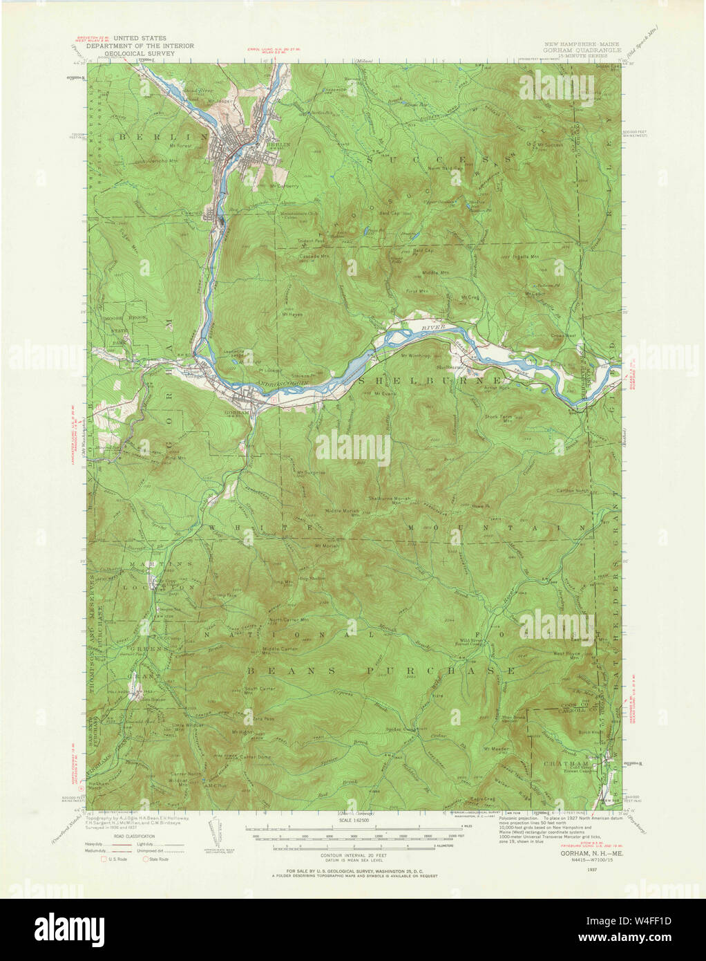 Maine USGS Historical Map Gorham 306584 1937 62500 Restoration Stock
